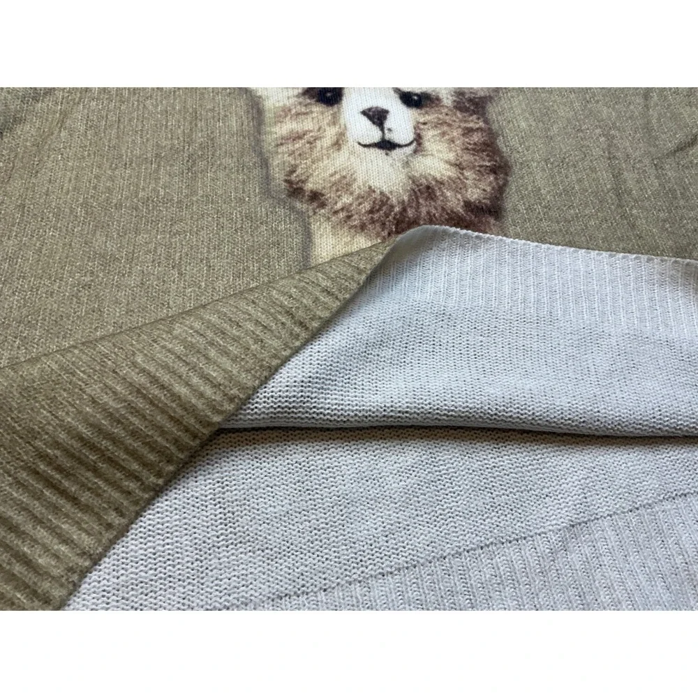 Alpaca Animal Graphic Knit Sweater Tan 5XL Oversized‎ Pullover